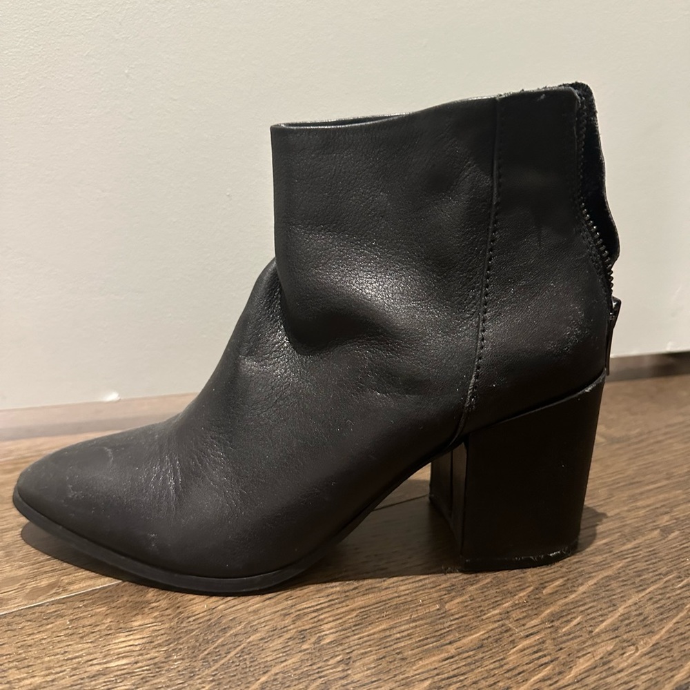 Aqua Black Leather Booties